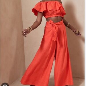 Banana republic meridian linen wide leg pants 8